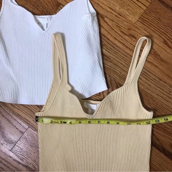 Forever 21 Cropped Knit Tanks Yellow and Cream Ribbed - Picture 6 of 8